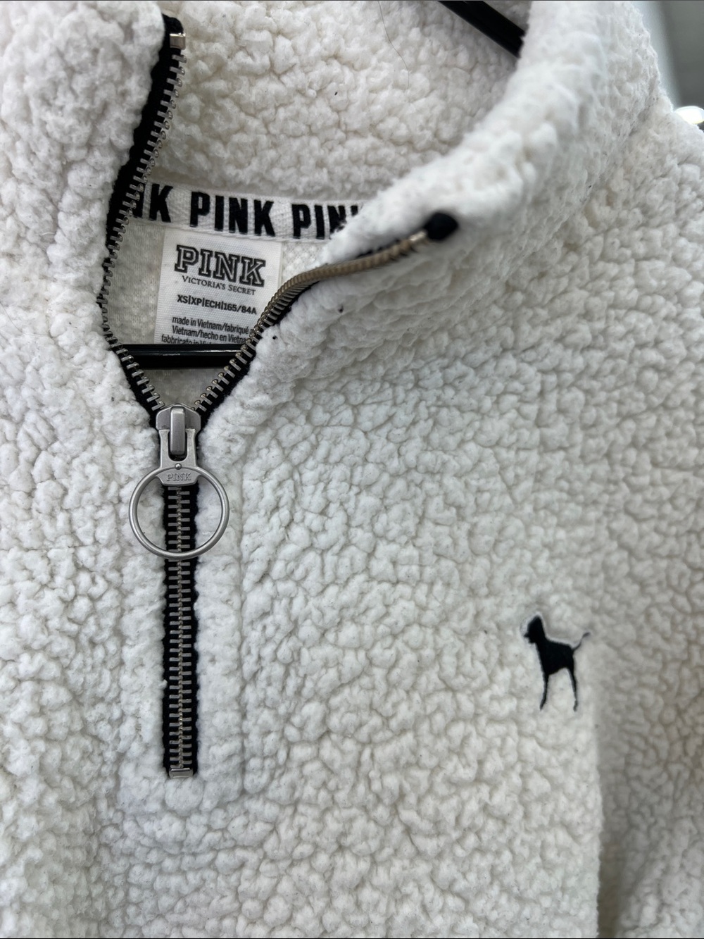 PINK Victoria's Secret White Sherpa Quarter-Zip Pullover